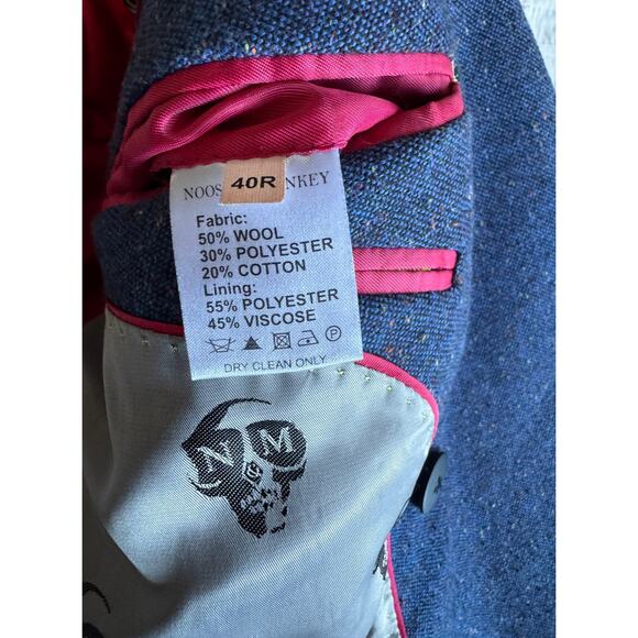 NOOSE & MONKEY Men’s Blazer Size 40R Wool Blend Navy Speckled - Picture 5 of 5